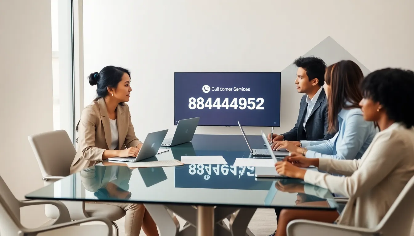 diverse team discussing customer service in a modern office.